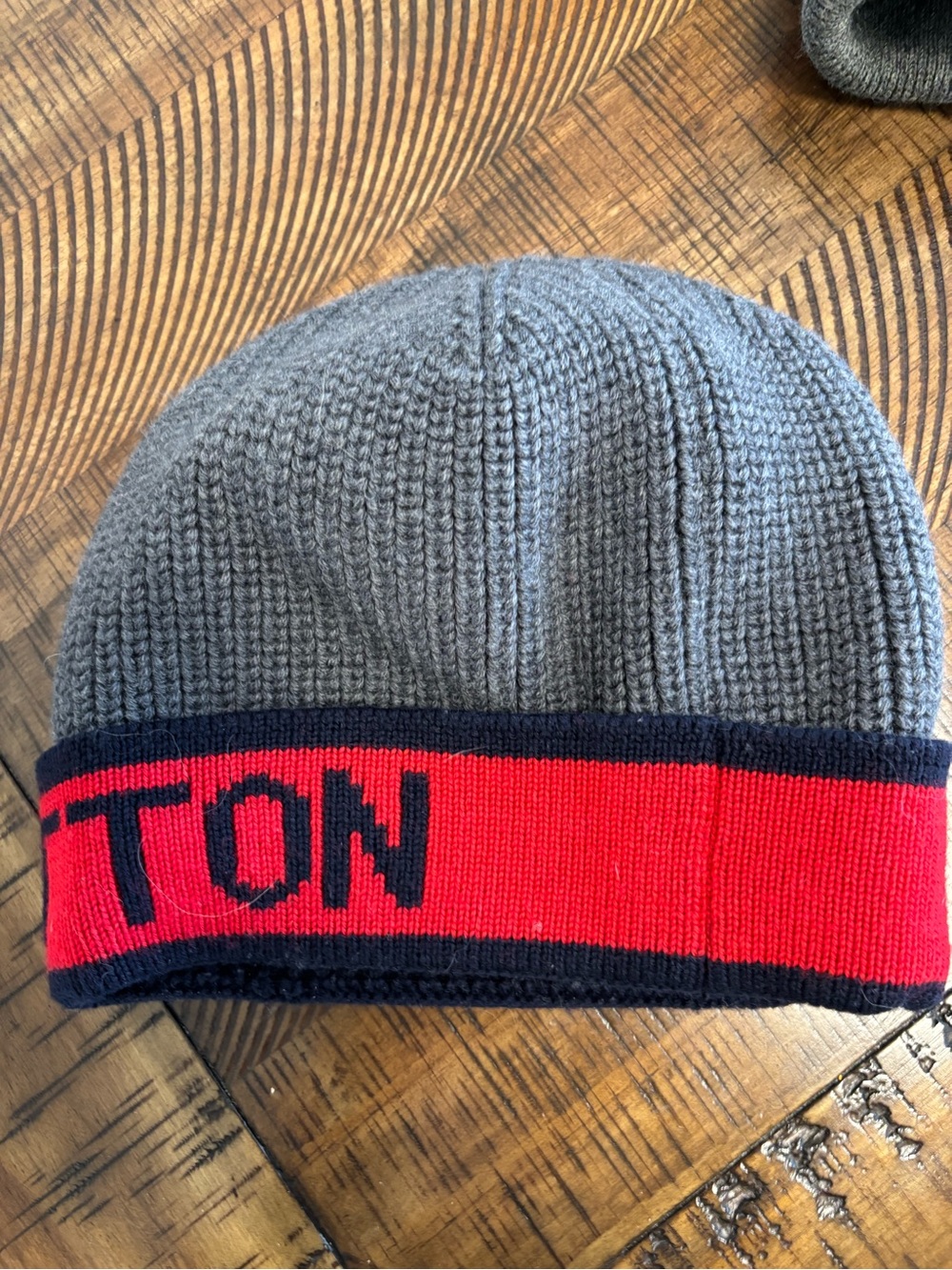 Louis Vuitton LV Initiales Beanie Hat Grey Red Navy Gray & Red